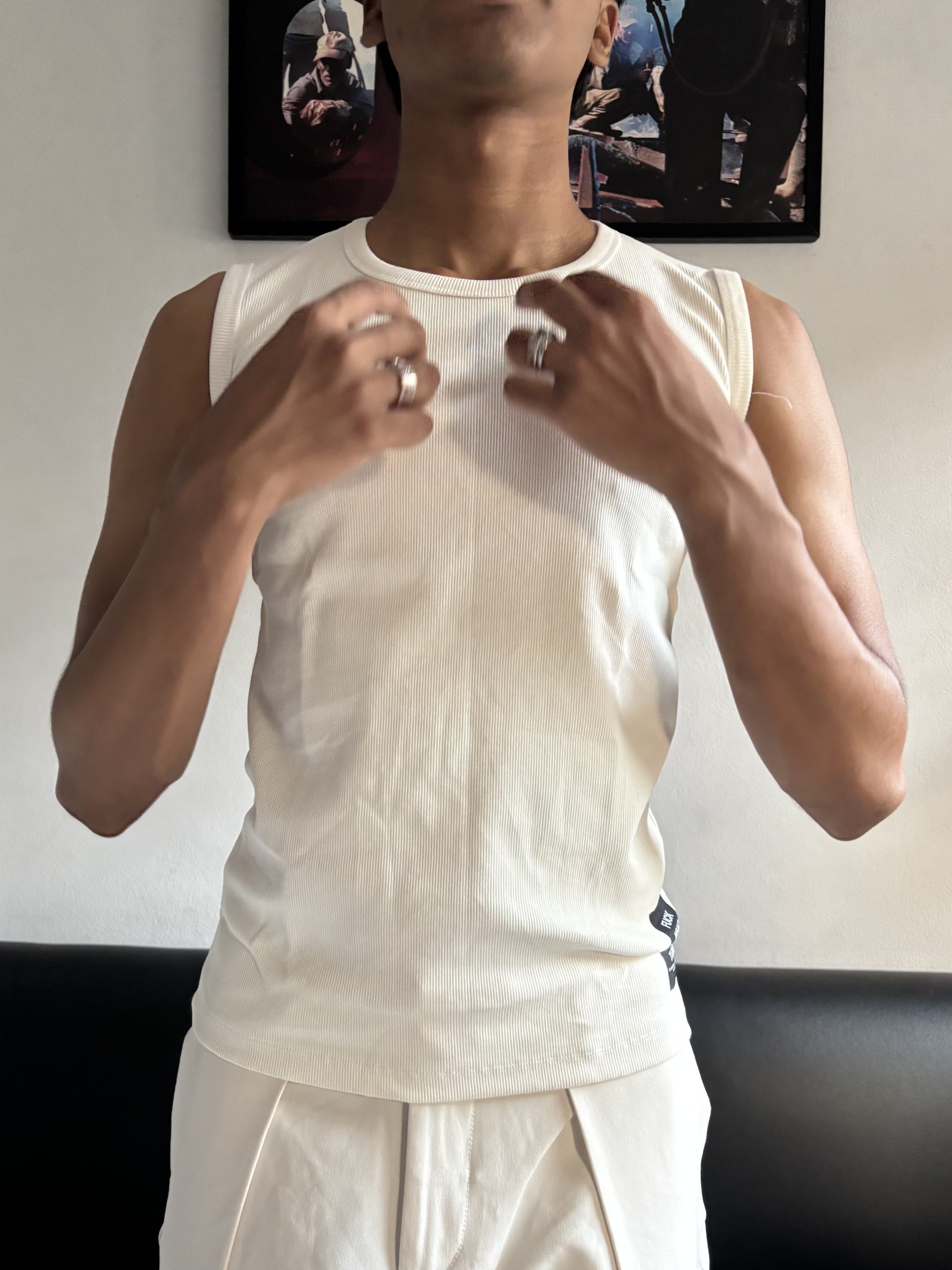 LIGHT OFF-WHITE TANK TOP BY GARAGEOFMULDHON. - Image 2