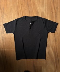 HENLEY BLACK MUSCLE FITTED TEE