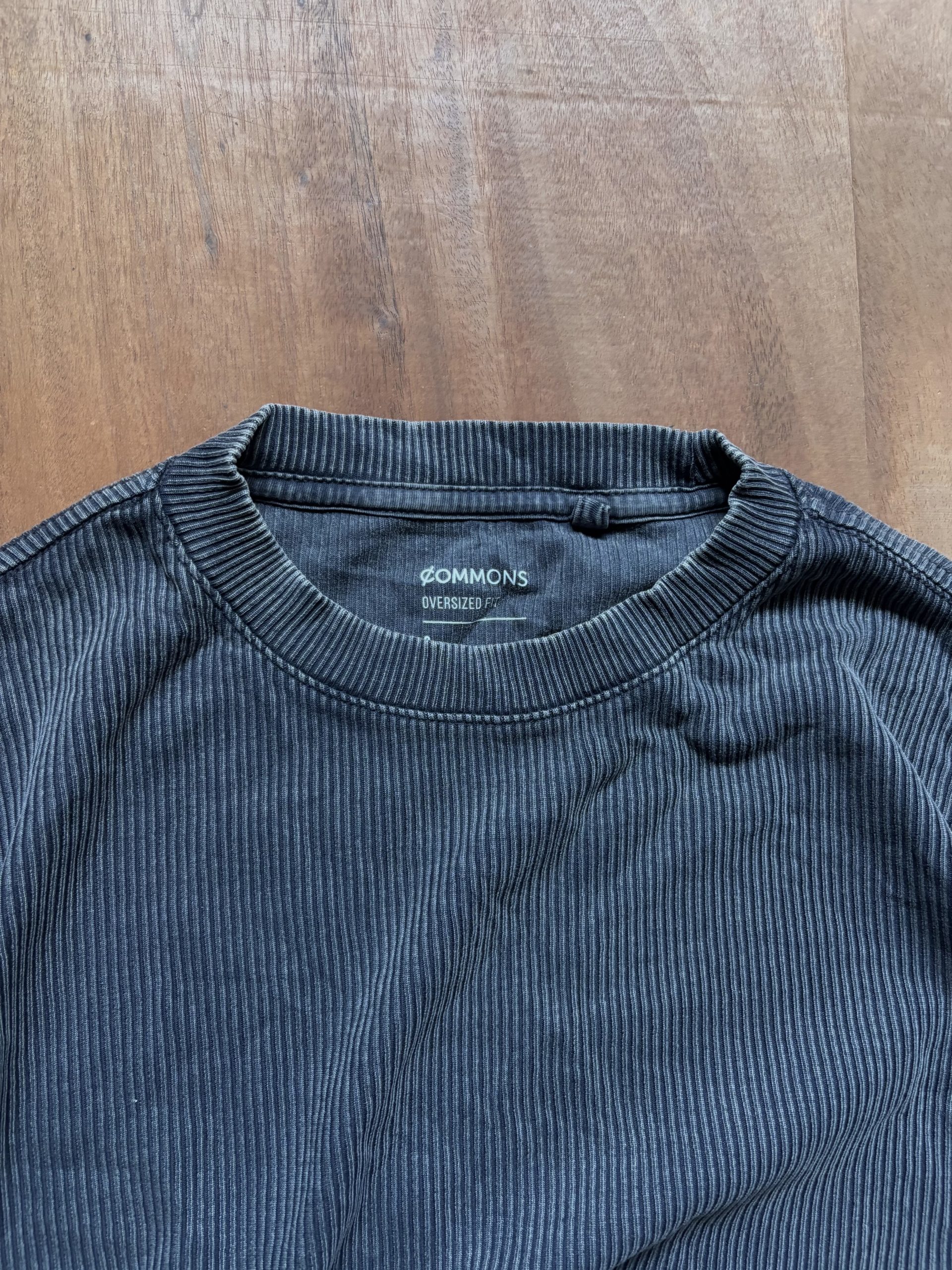 DARK GREY WASHED WAFFLE TEE - Image 3