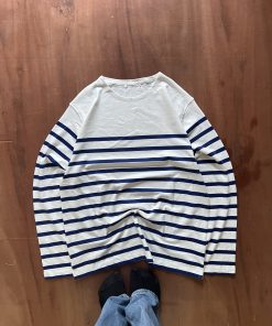 OCEAN BLUE STRIPE UNIQLO WAFFLE TEE
