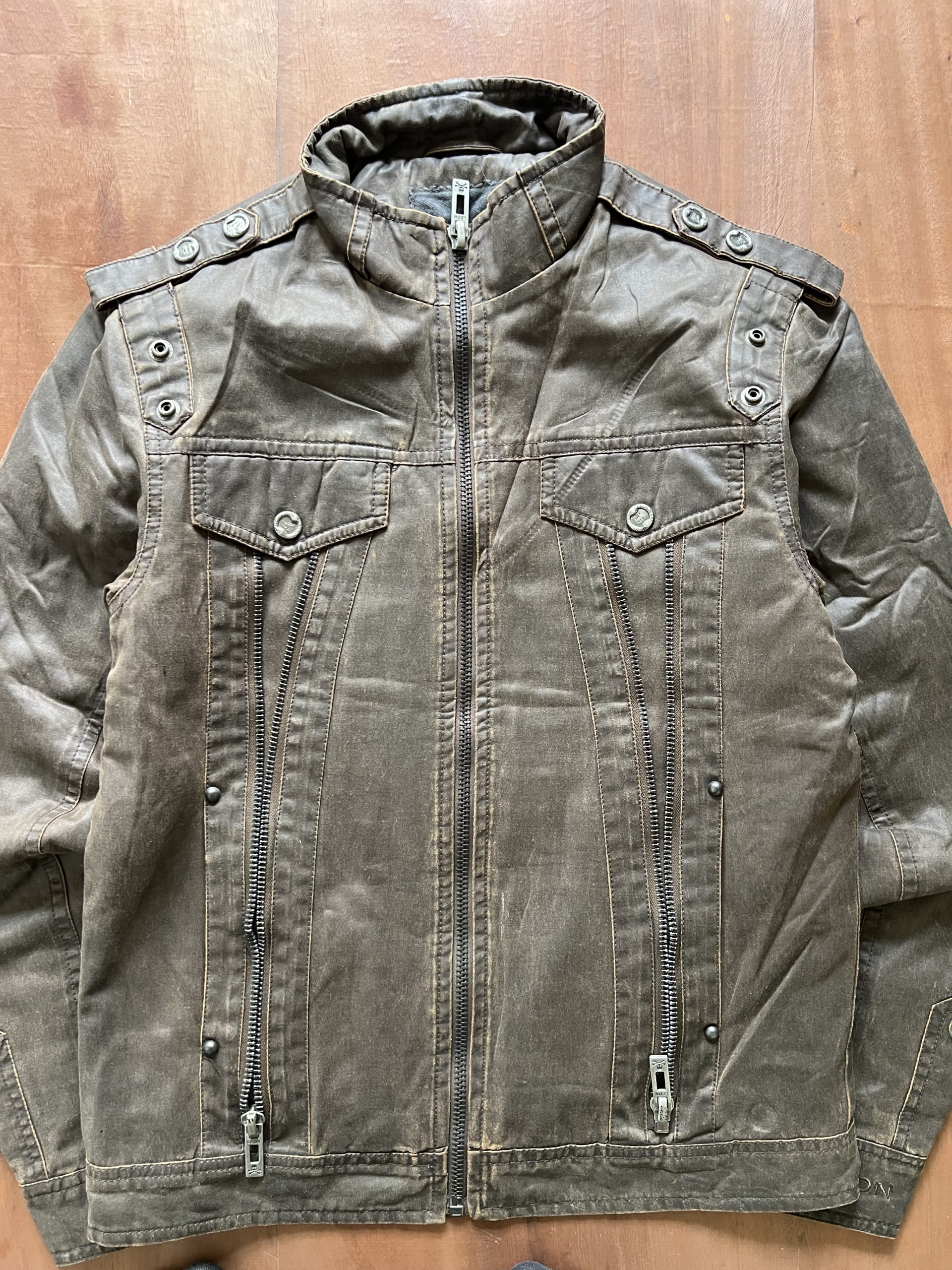 ITALIAN BIKER WASHED FITTED JACKET - Image 2