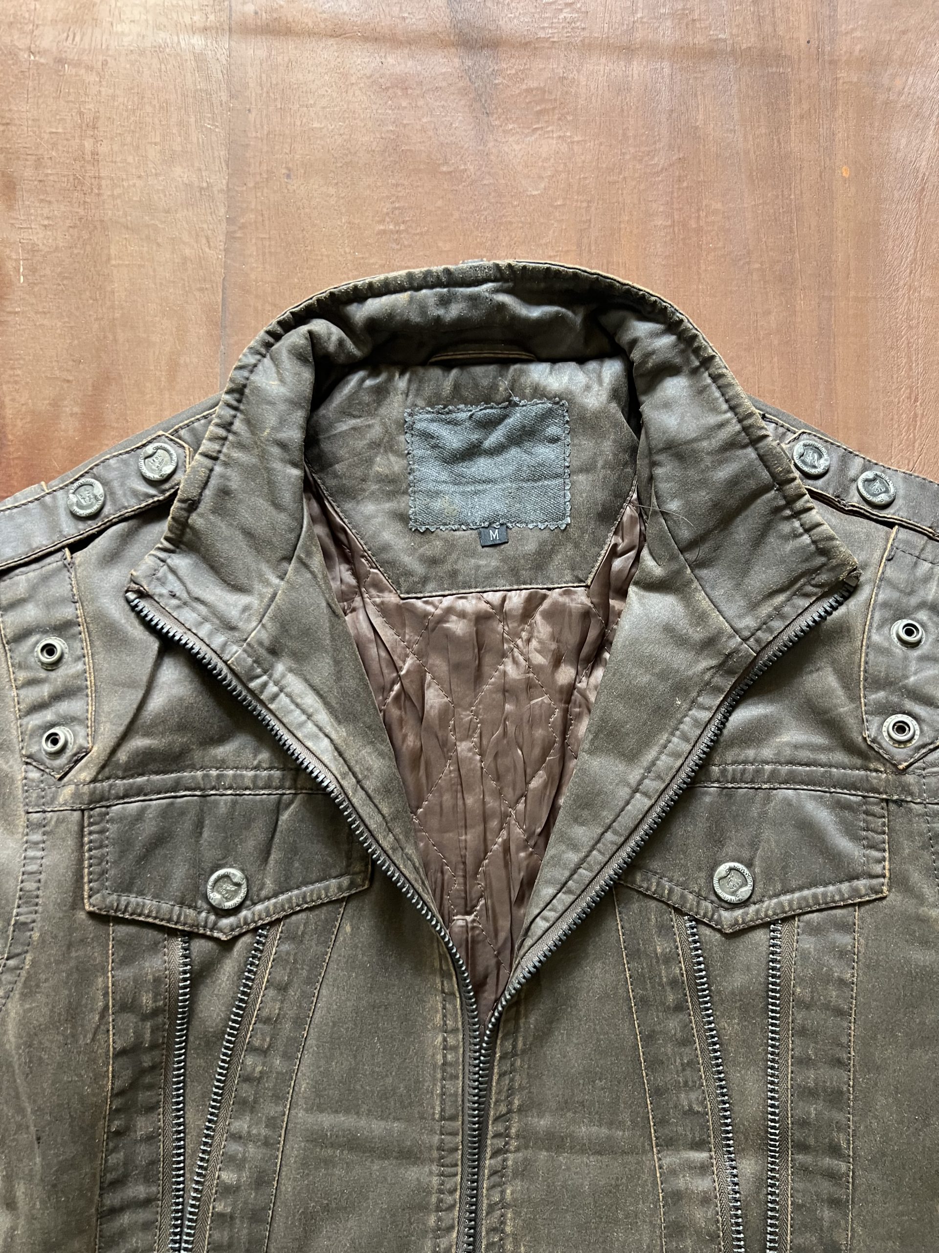 ITALIAN BIKER WASHED FITTED JACKET - Image 4