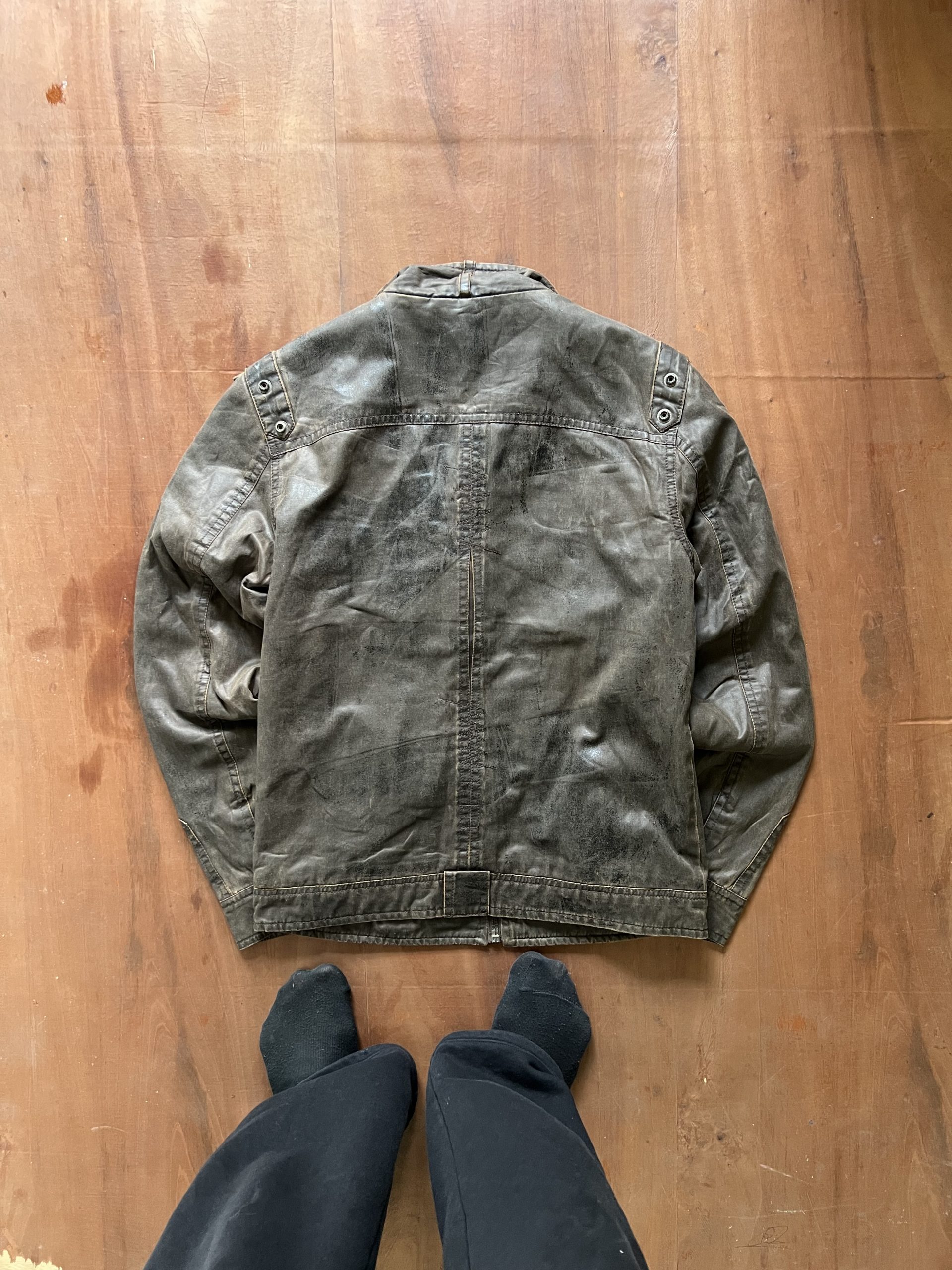 ITALIAN BIKER WASHED FITTED JACKET - Image 5