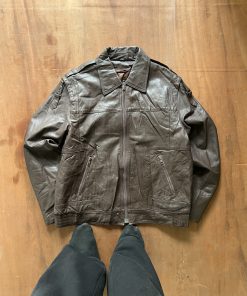 ITALIAN VINTAGE PATTERN WASHED LEATHER JACKET