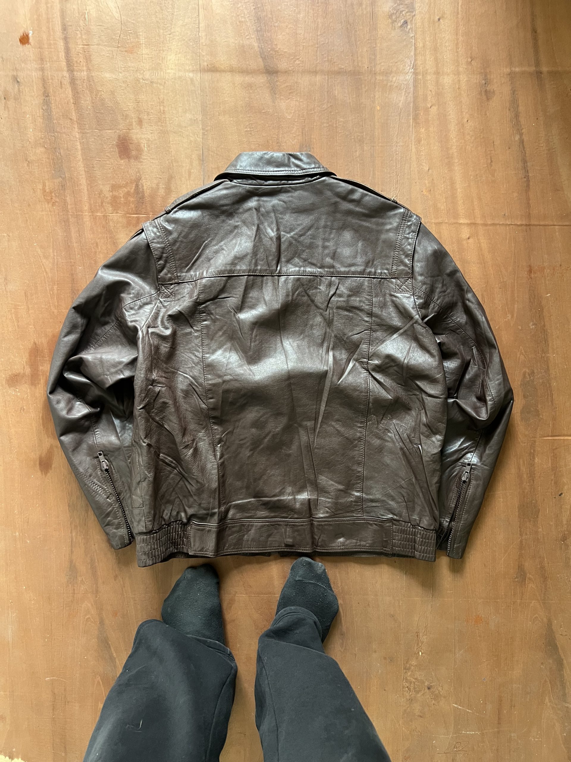 ITALIAN VINTAGE PATTERN WASHED LEATHER JACKET - Image 3