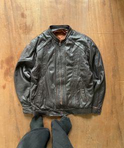 ITALIAN BIKER WASHED FITTED JACKET