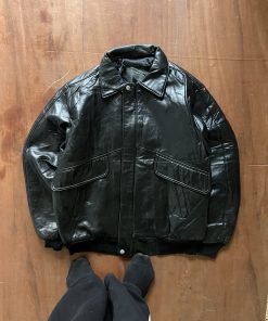 ITALIAN VINTAGE PATTERN WASHED LEATHER JACKET