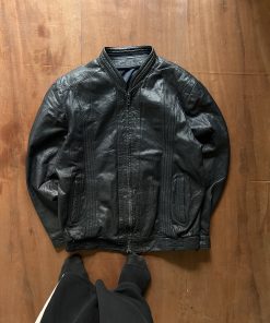 ITALIAN VINTAGE PATTERN WASHED LEATHER JACKET