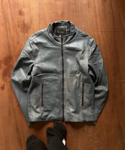 DE NICOLA ITALIAN VINTAGE PATTERN WASHED LEATHER JACKET