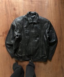 ITALIAN VINTAGE PATTERN WASHED LEATHER JACKET