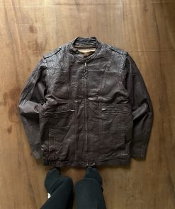 ITALIAN BIKER WASHED FITTED JACKET