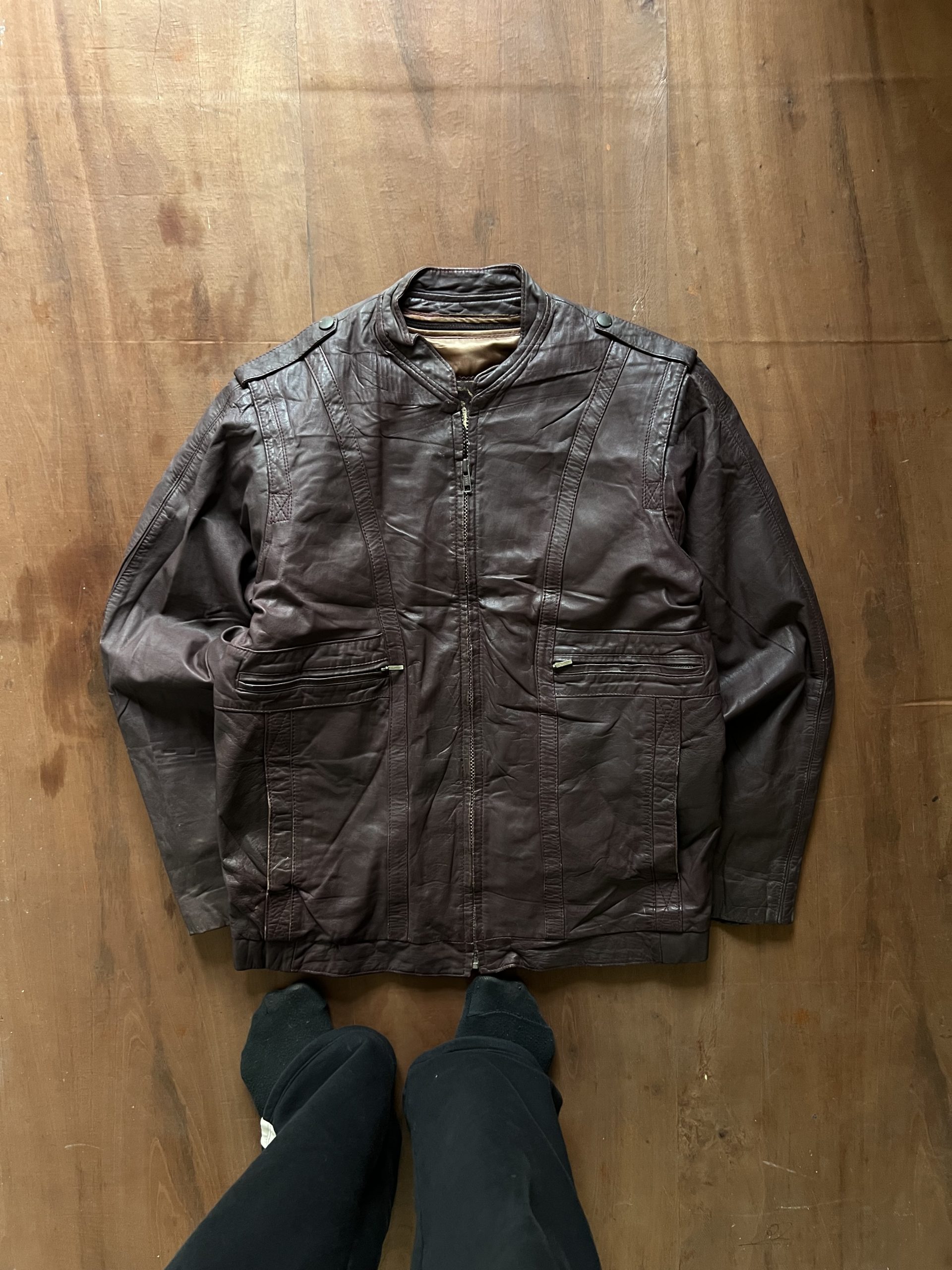 ITALIAN BIKER WASHED FITTED JACKET