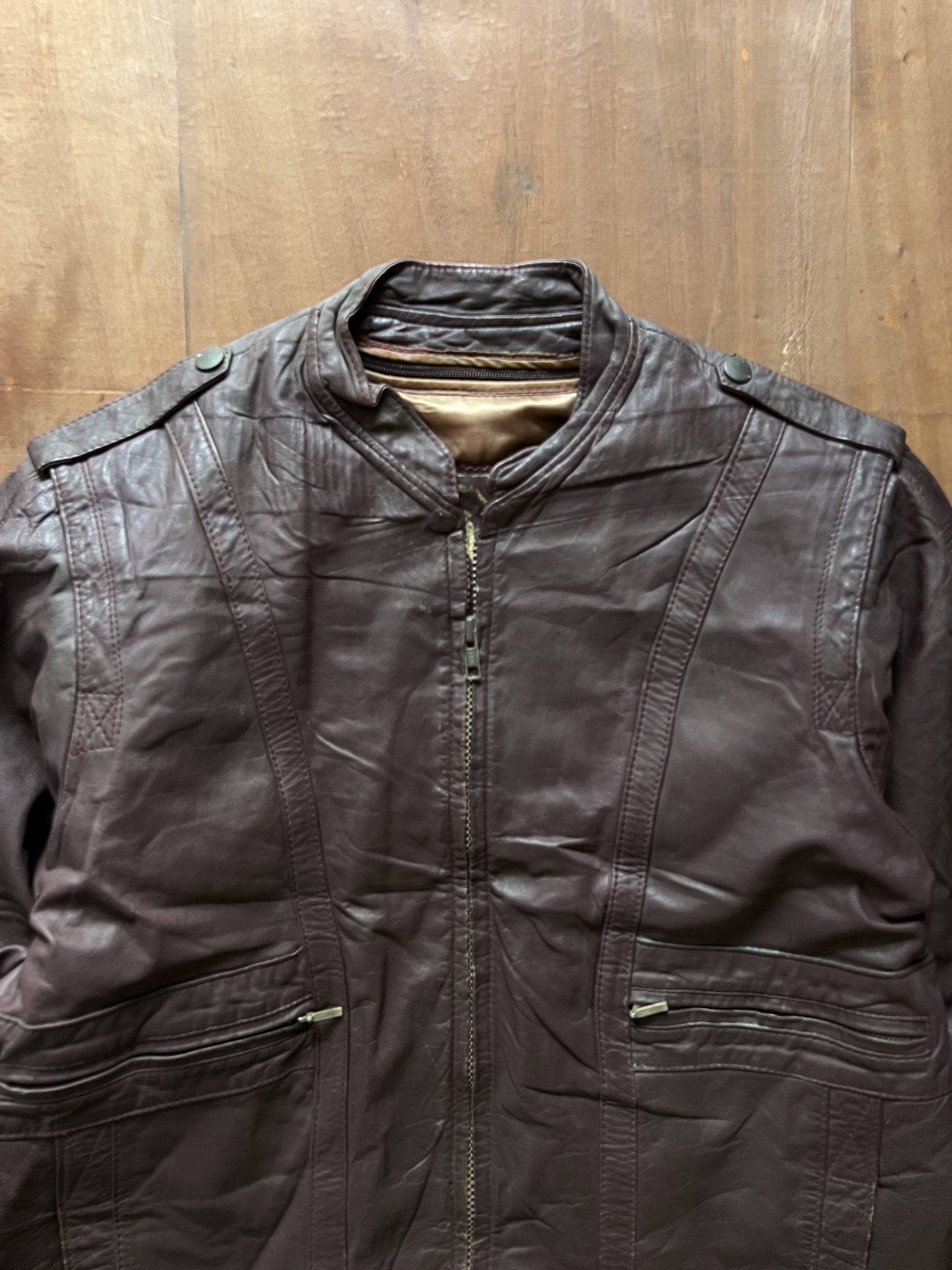 ITALIAN BIKER WASHED FITTED JACKET - Image 4