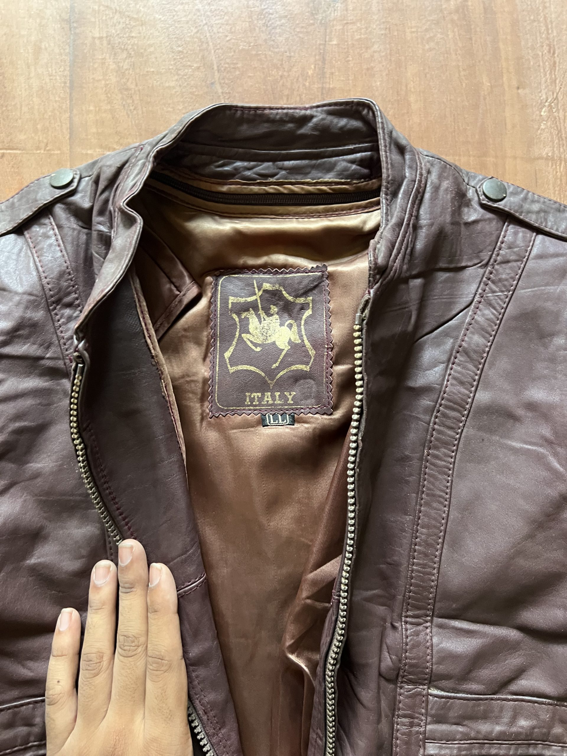 ITALIAN BIKER WASHED FITTED JACKET - Image 2