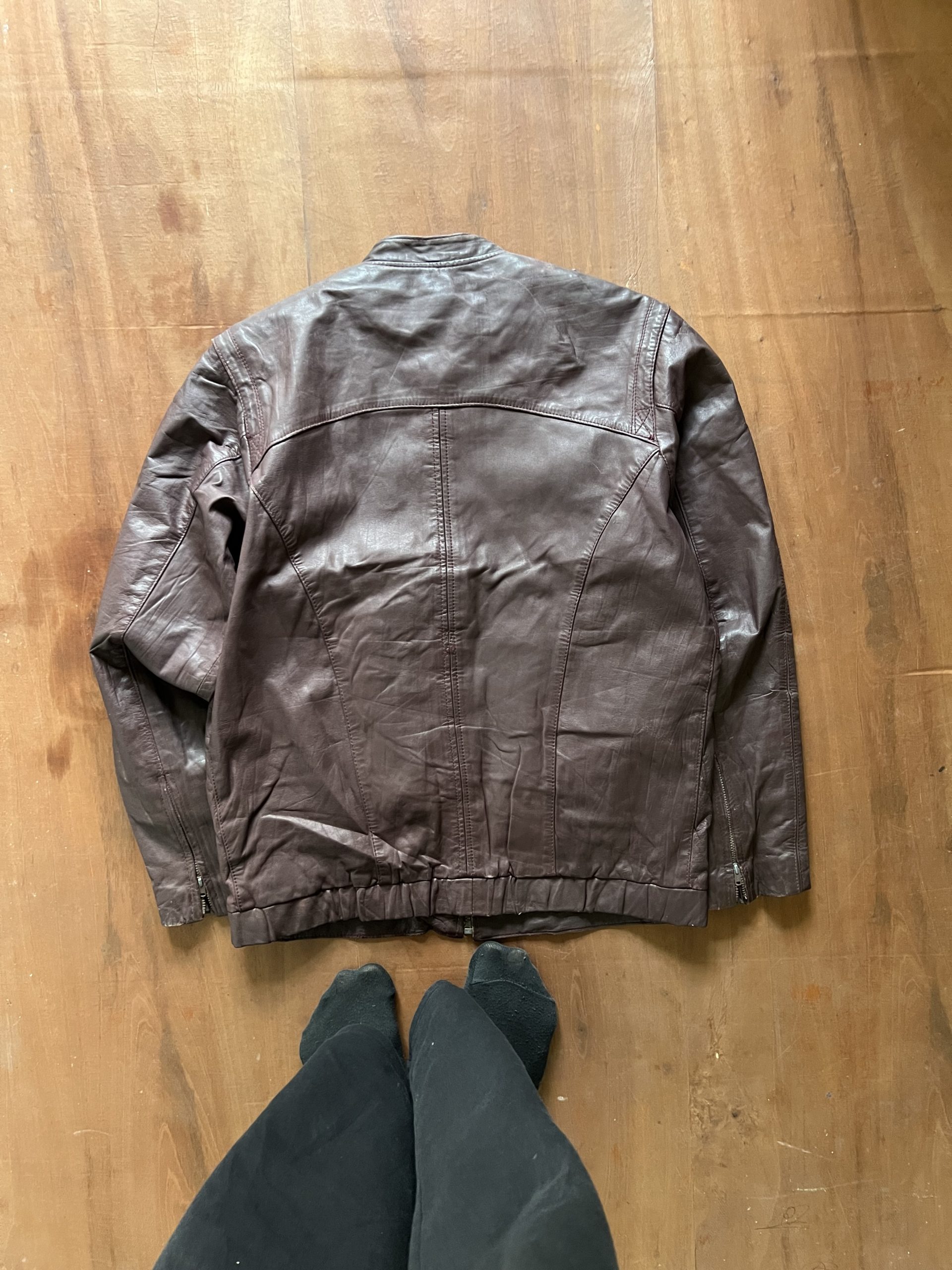 ITALIAN BIKER WASHED FITTED JACKET - Image 5