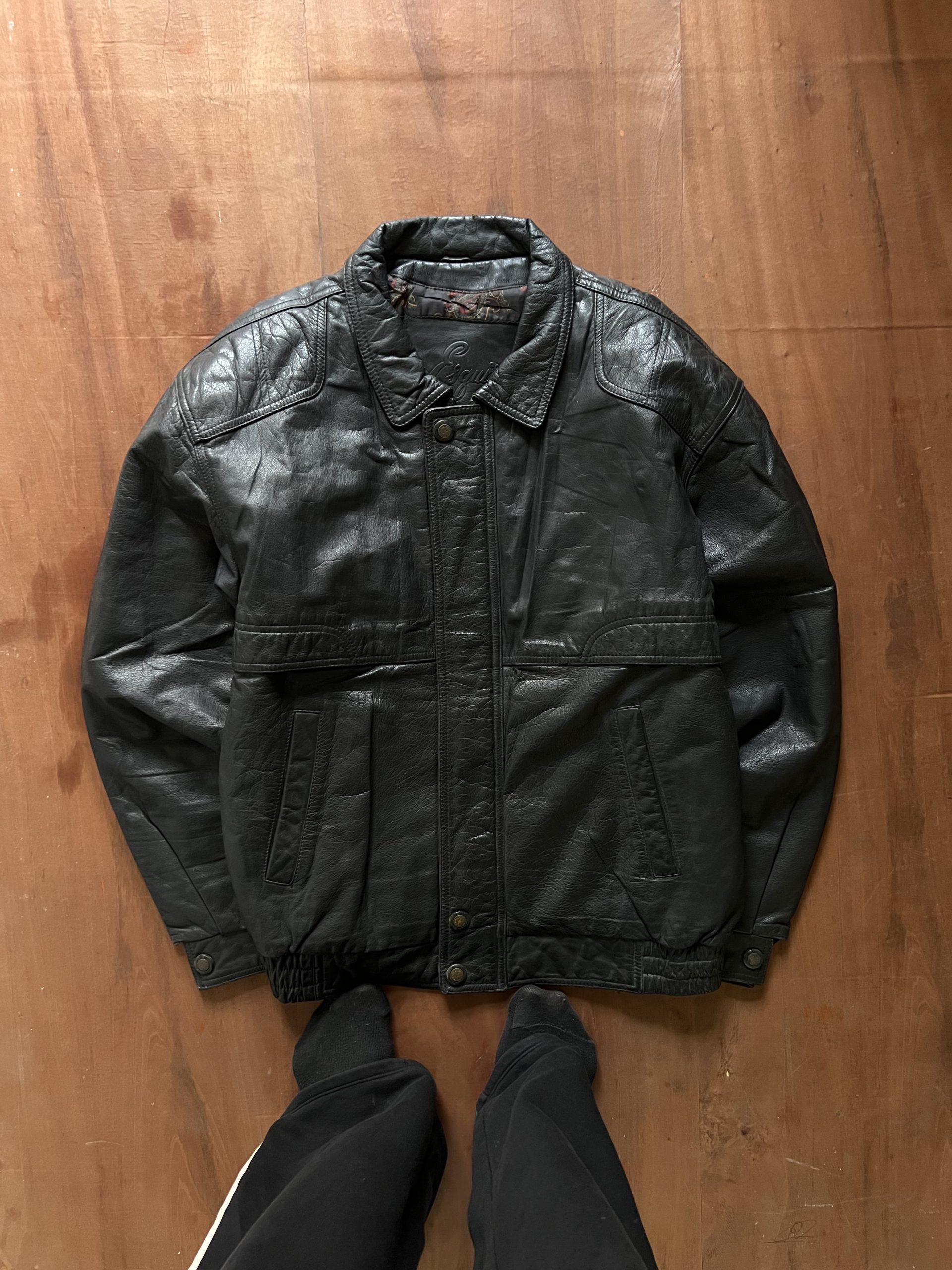 ESQUIRE ITALIAN VINTAGE PATTERN WASHED LEATHER JACKET