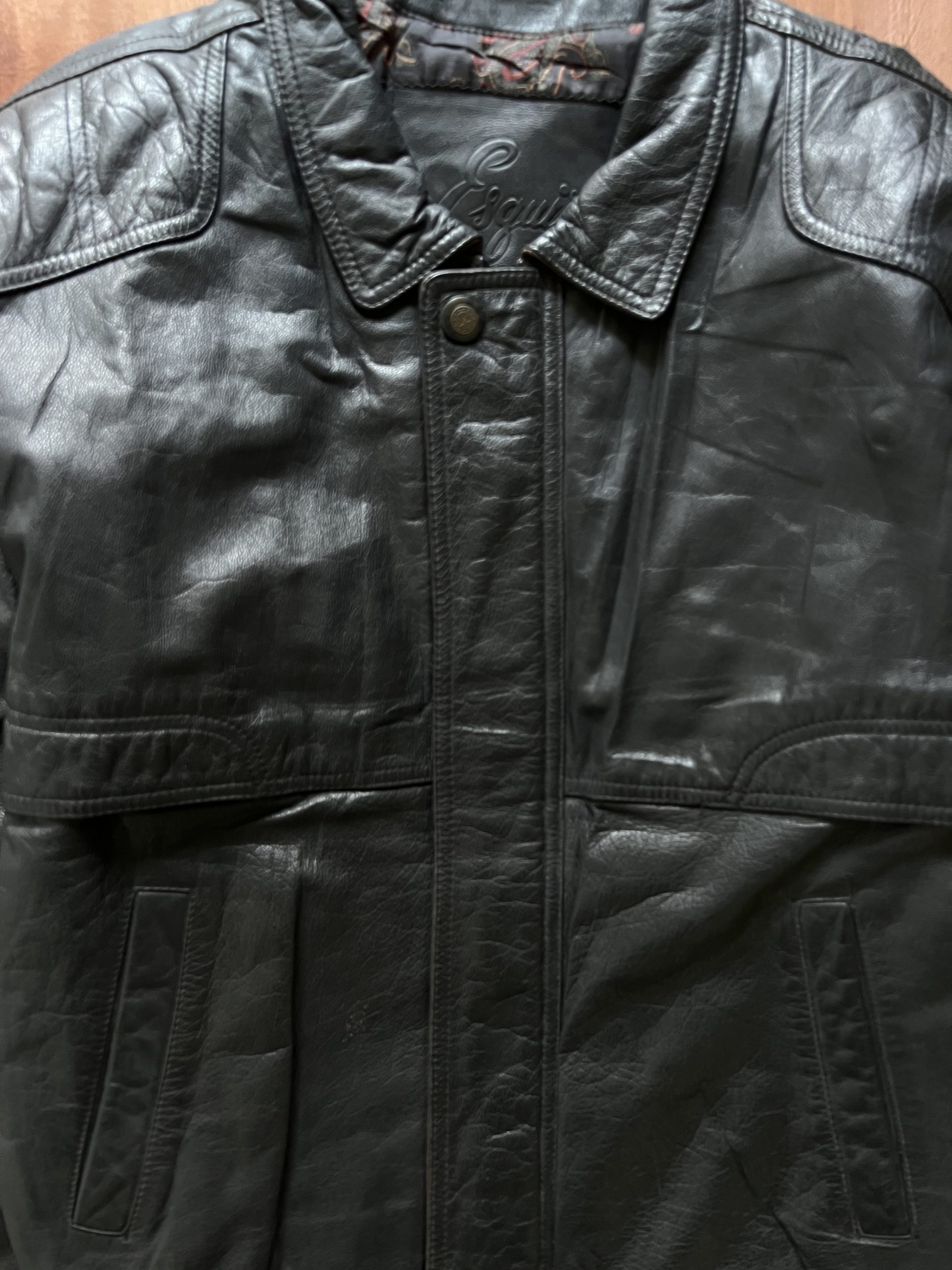 ESQUIRE ITALIAN VINTAGE PATTERN WASHED LEATHER JACKET - Image 2