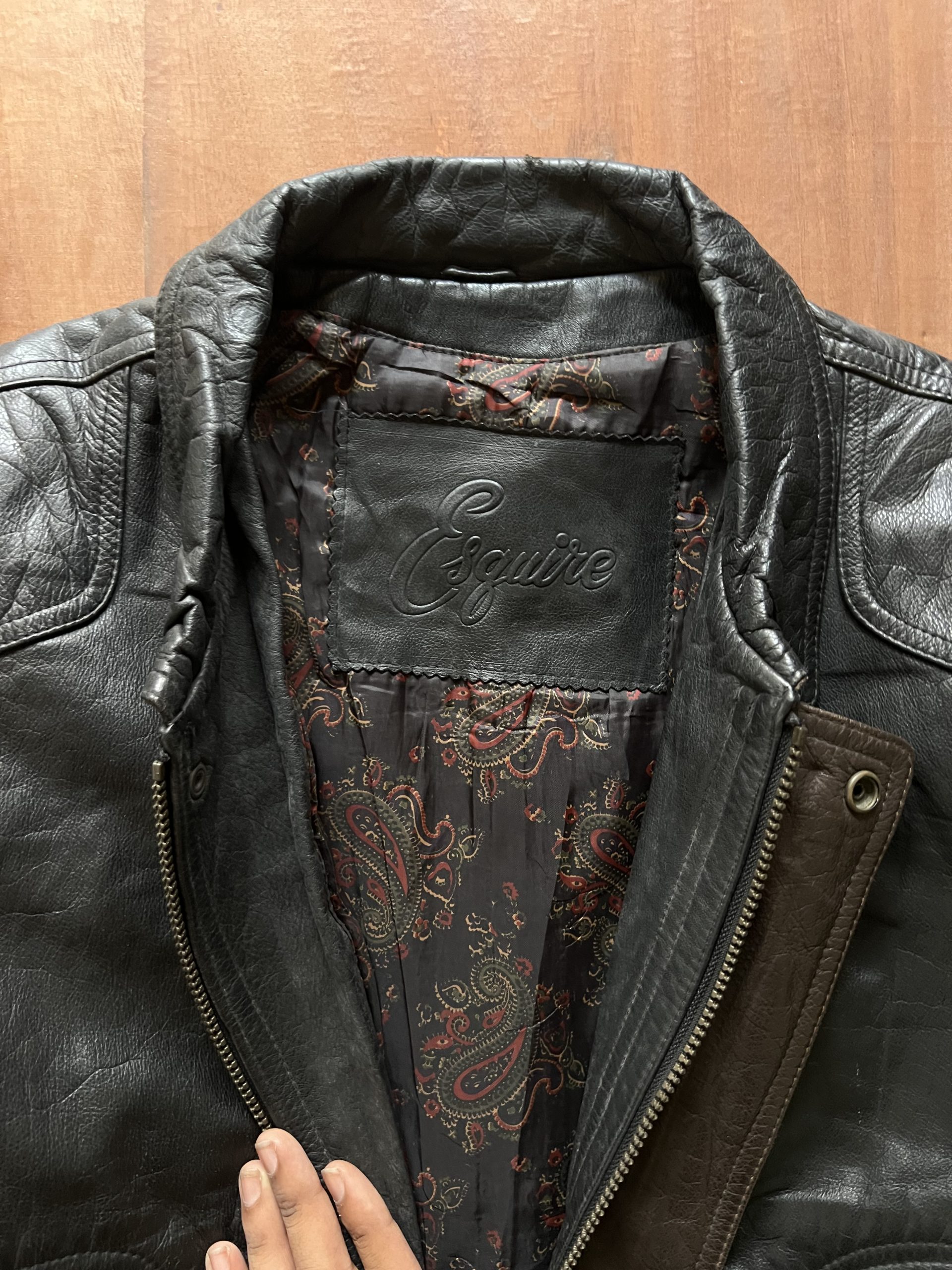 ESQUIRE ITALIAN VINTAGE PATTERN WASHED LEATHER JACKET - Image 4