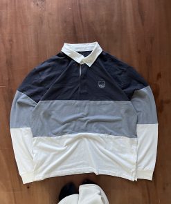 BLACK & WHITE POLO STRIPE WAFFLE TEE